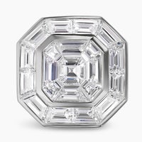 Deco Stud Earrings in Platinum with Sapphires and Diamonds