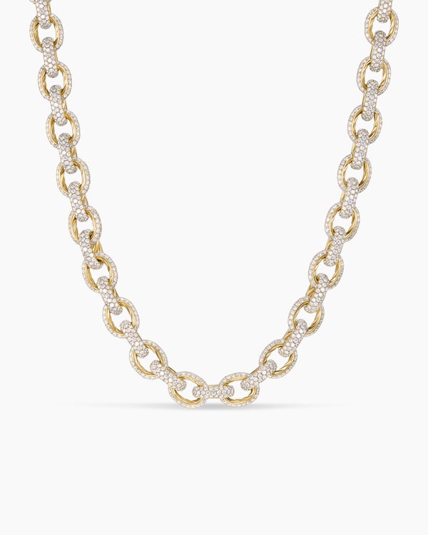 Collier chaîne Pavé Oval Link en or jaune