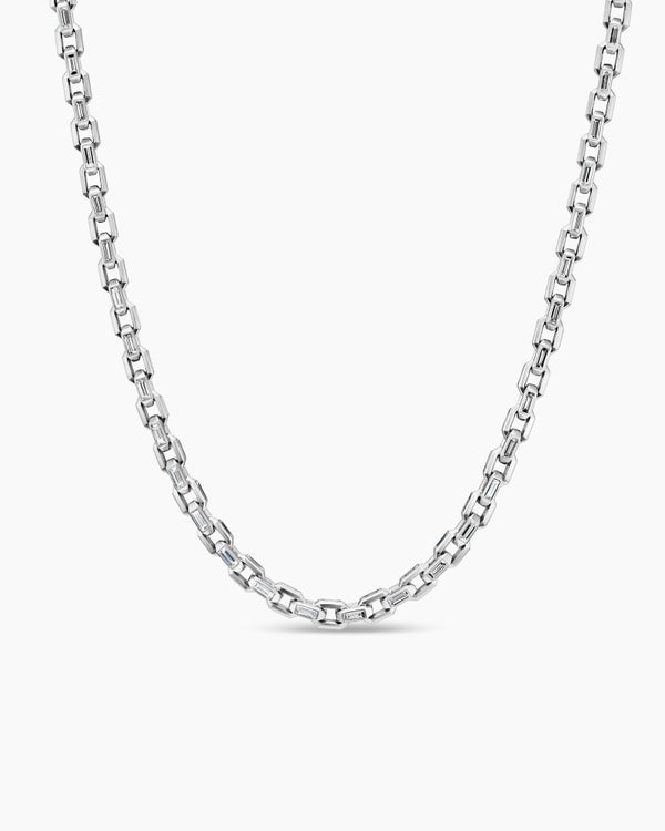 Deco Chain Link Necklace in Platinum with Diamonds