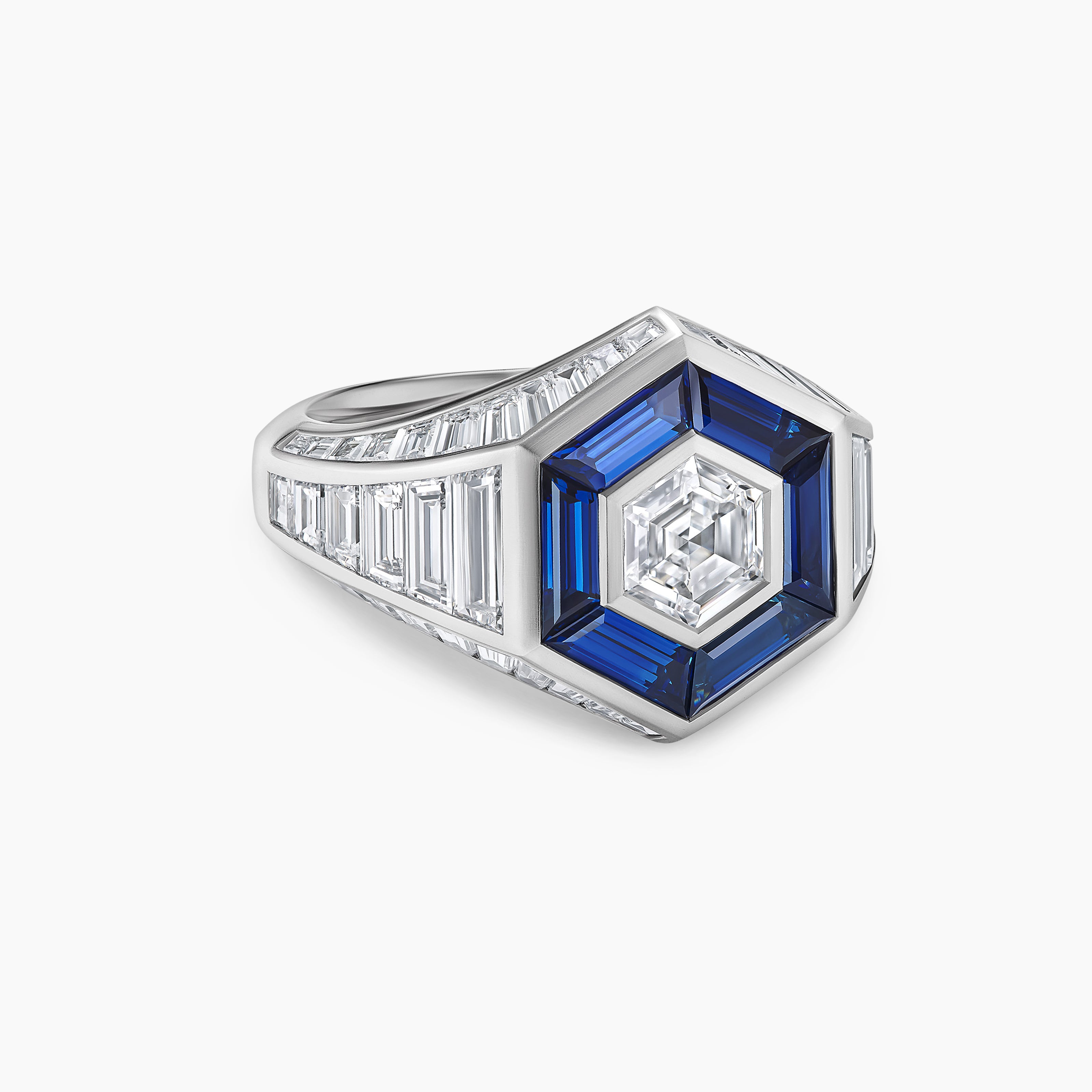 Bague chevali&egrave;re Deco en platine hommes 