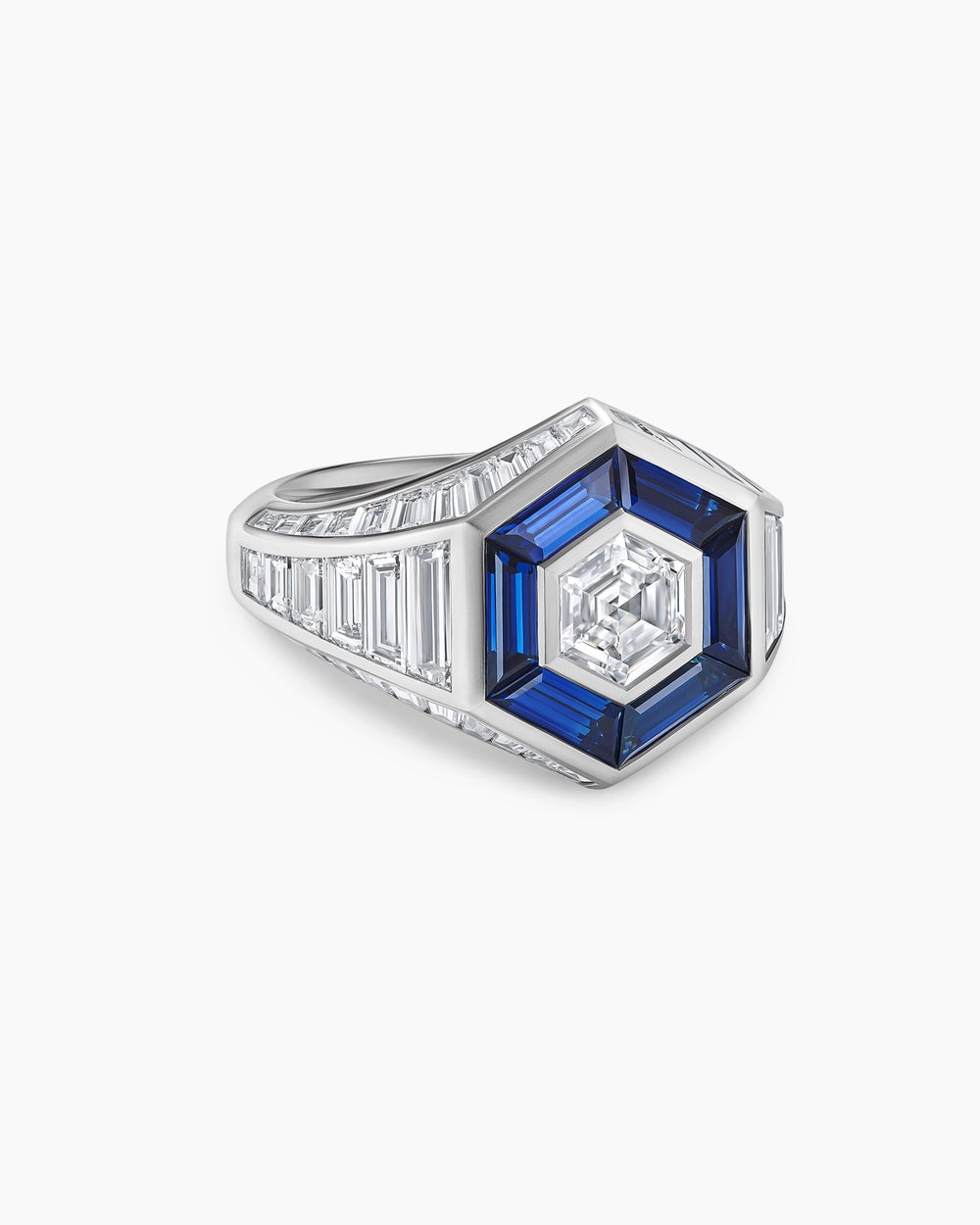 Bague chevalière Deco en platine hommes