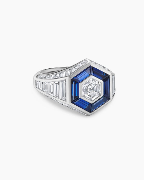 Deco Signet Ring in Platinum