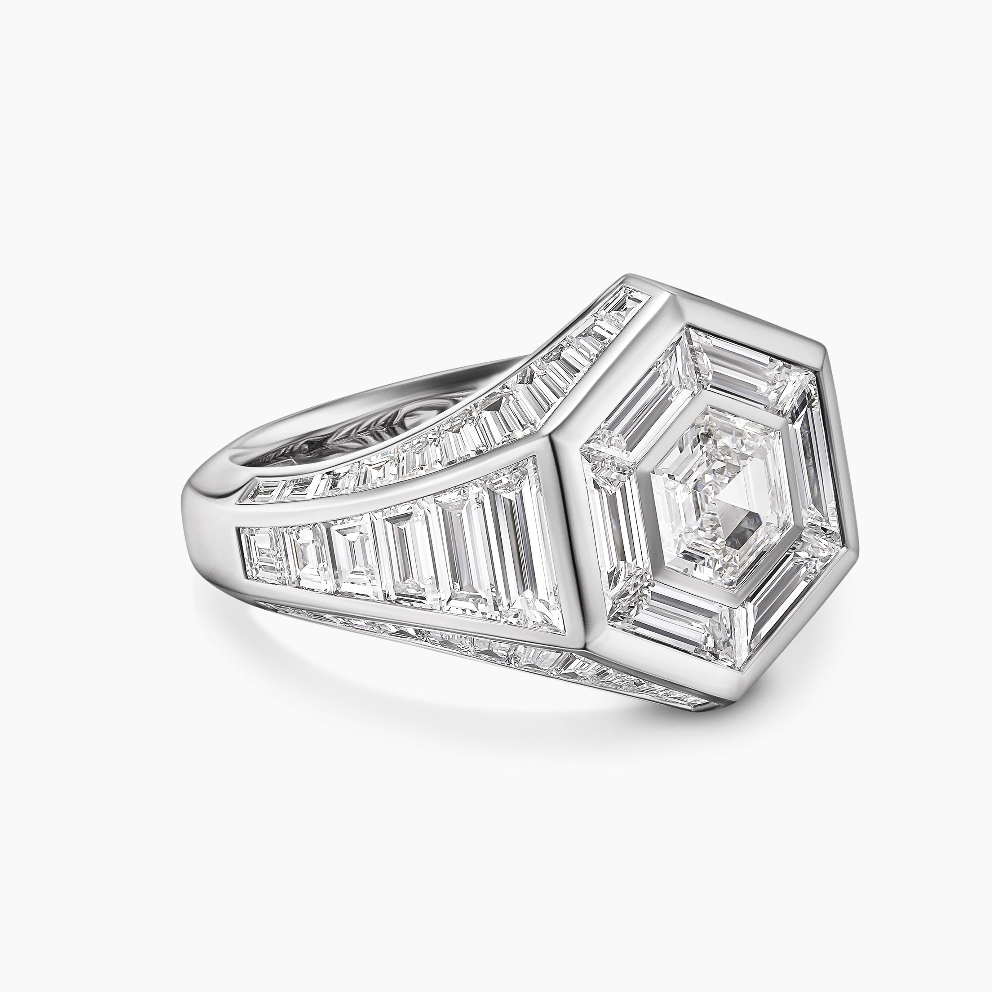 Mens Deco Signet Ring in Platinum