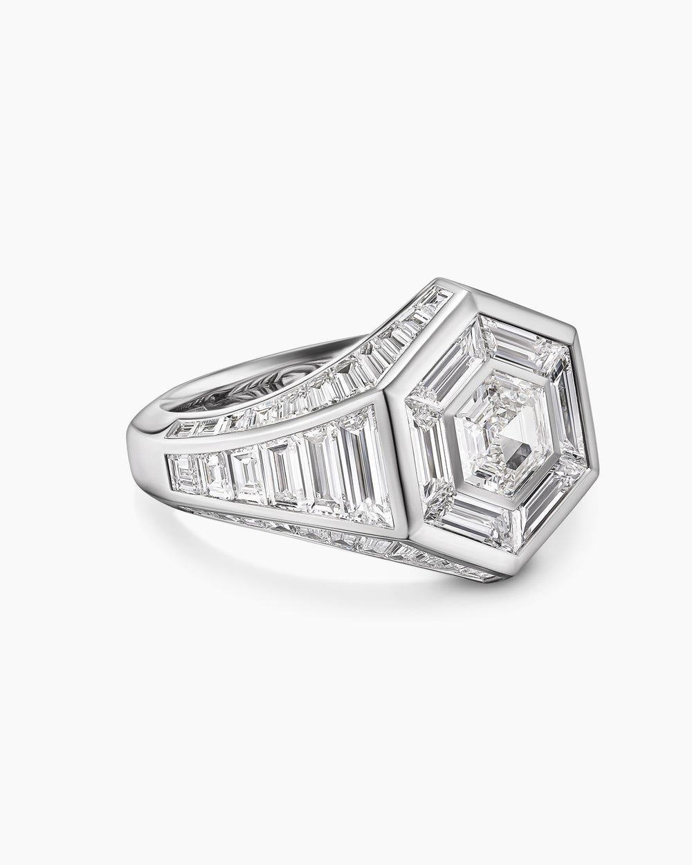 Bague chevalière Deco en platine hommes