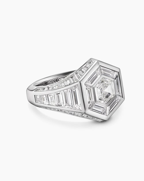Mens Deco Signet Ring in Platinum