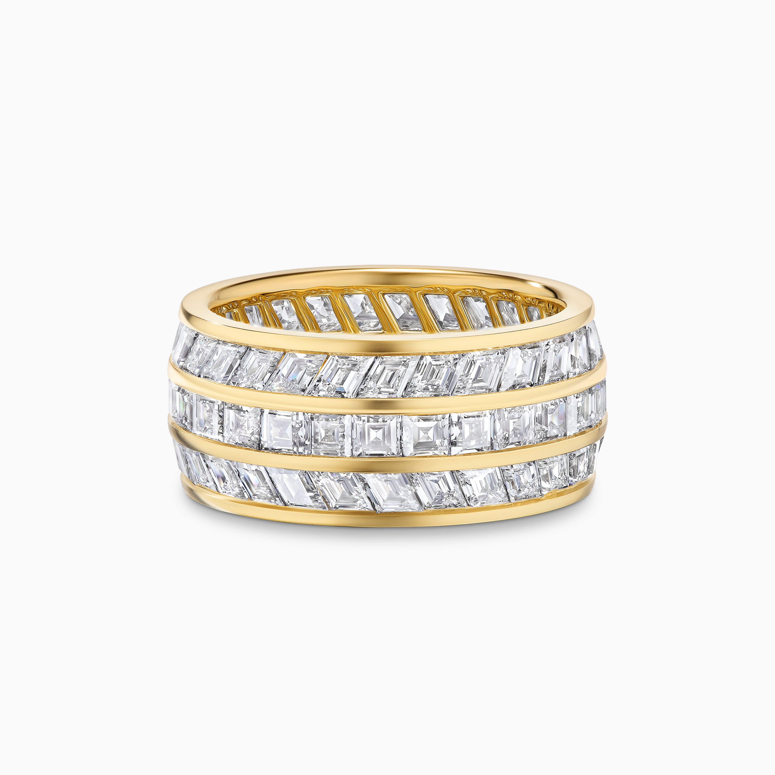 Mens Deco Stone Band Ring in Yellow Gold