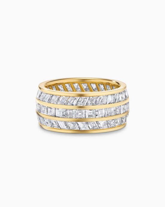 Deco Stone Band Ring in Yellow Gold with Diamonds