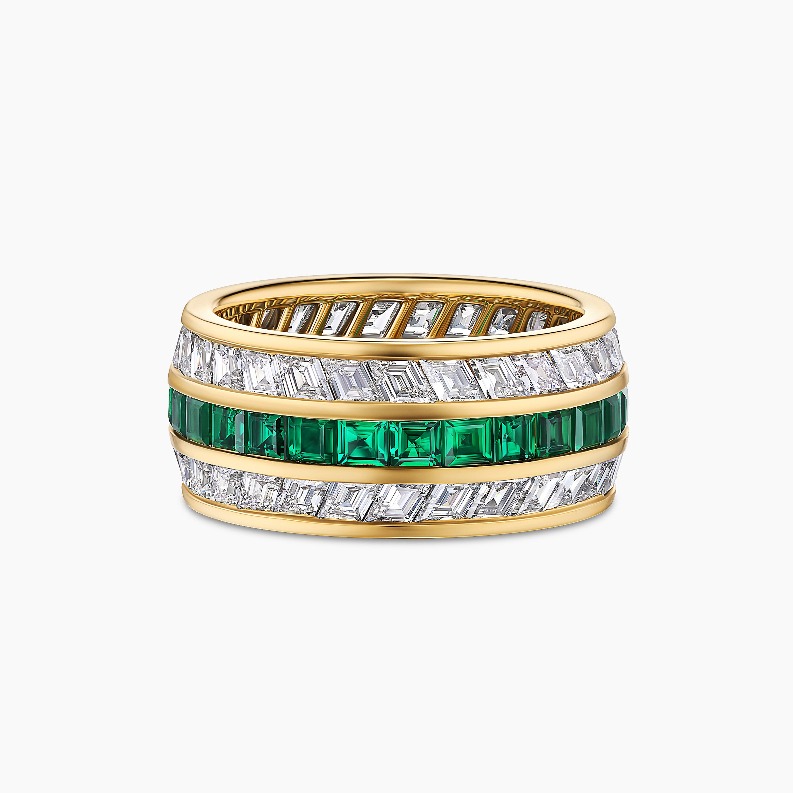 Mens Deco Stone Band Ring in Yellow Gold
