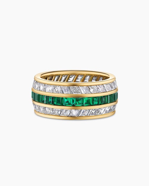 Mens Deco Stone Band Ring in Yellow Gold
