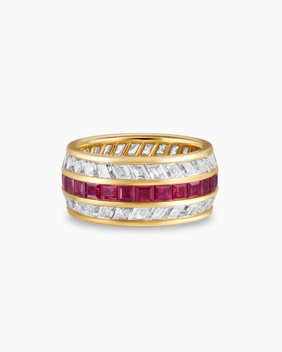 Deco Stone Band Ring in Yellow Gold