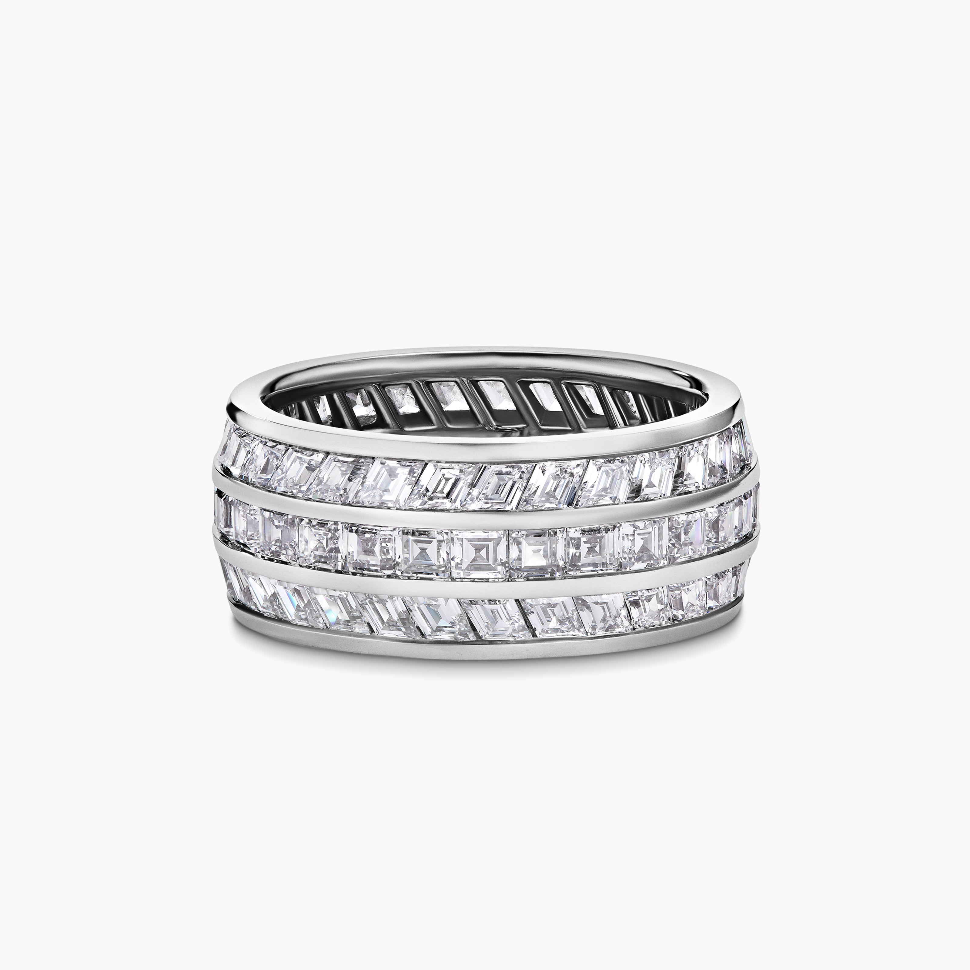Mens Deco Stone Band Ring in Platinum