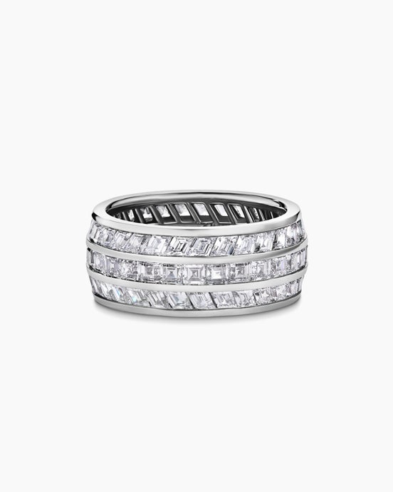 Deco Stone Band Ring in Platinum with Diamonds