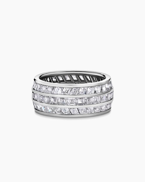 Mens Deco Stone Band Ring in Platinum
