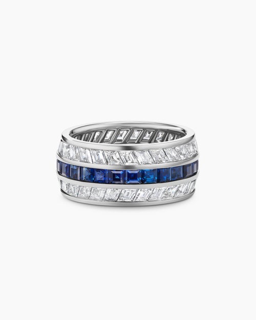 Mens Deco Stone Band Ring in Platinum