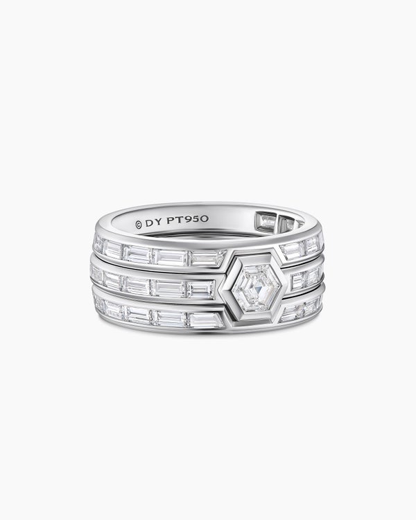 Hex Stack Ring in Platinum with Diamonds