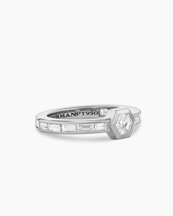 Hex Band Single Stack Ring in Platinum