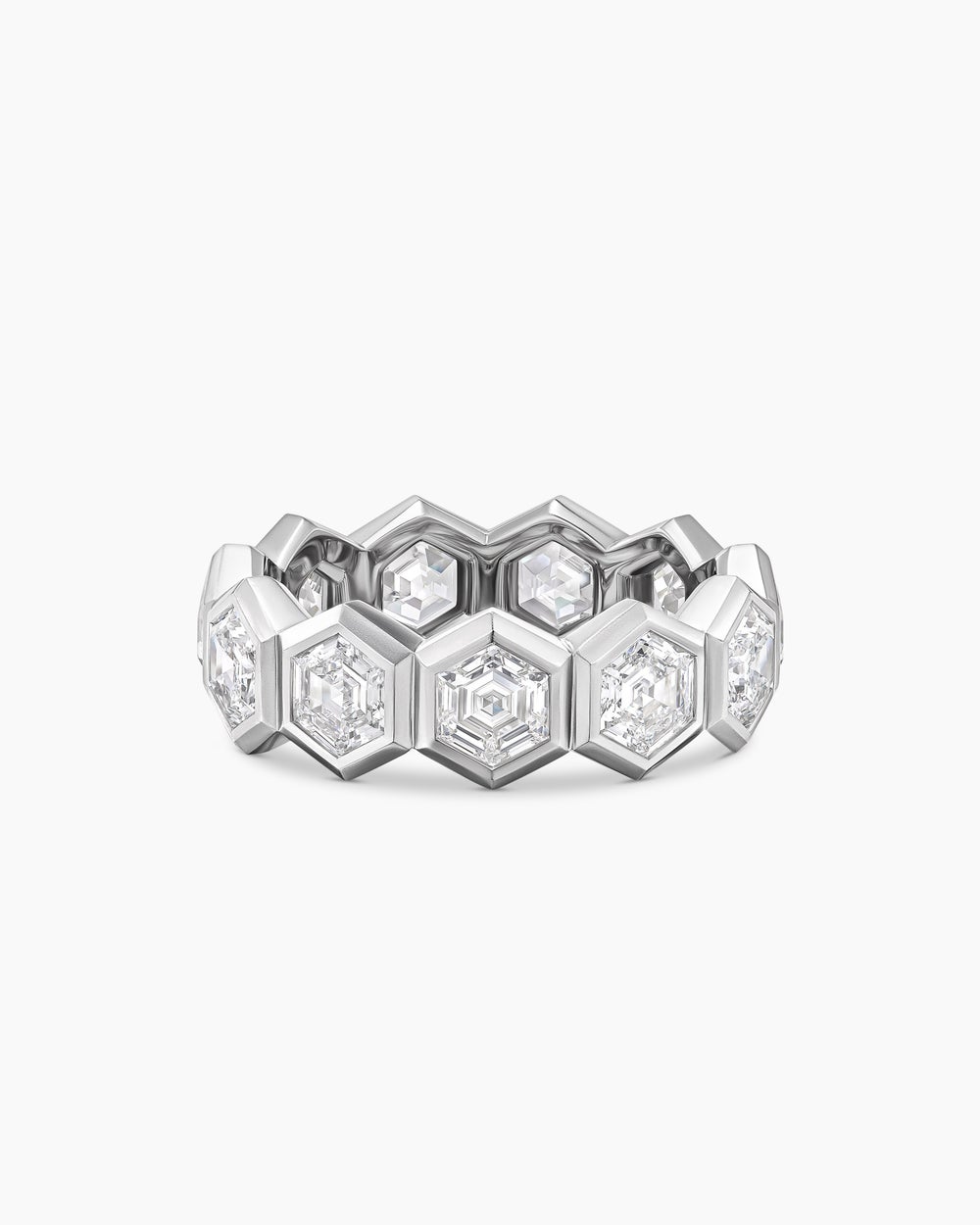 Anneau Eternity Hex en platine avec diamants homme