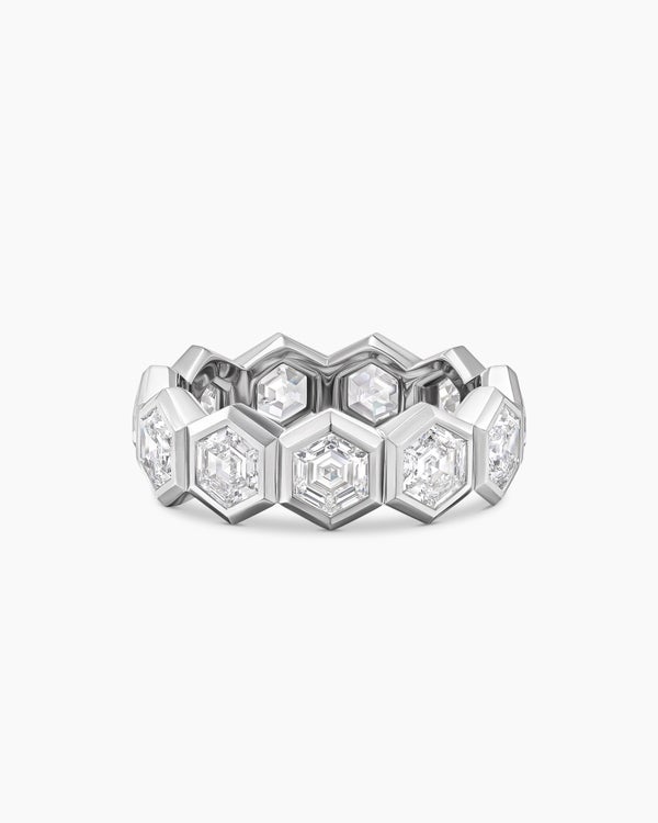 Anneau Eternity Hex en platine avec diamants
