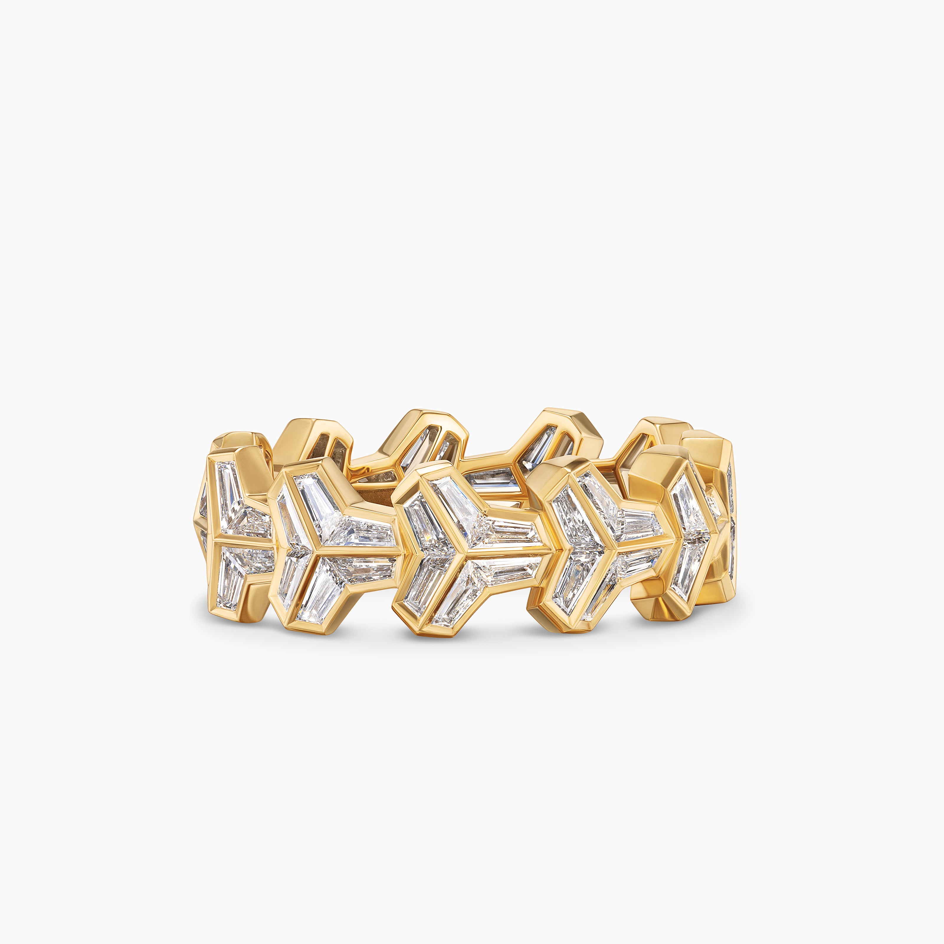 Mens Armory Band Ring in Yellow Gold with Diamonds
