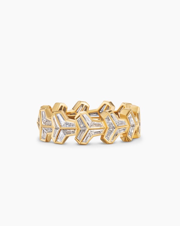 Armory Band Ring in Yellow Gold with Diamonds