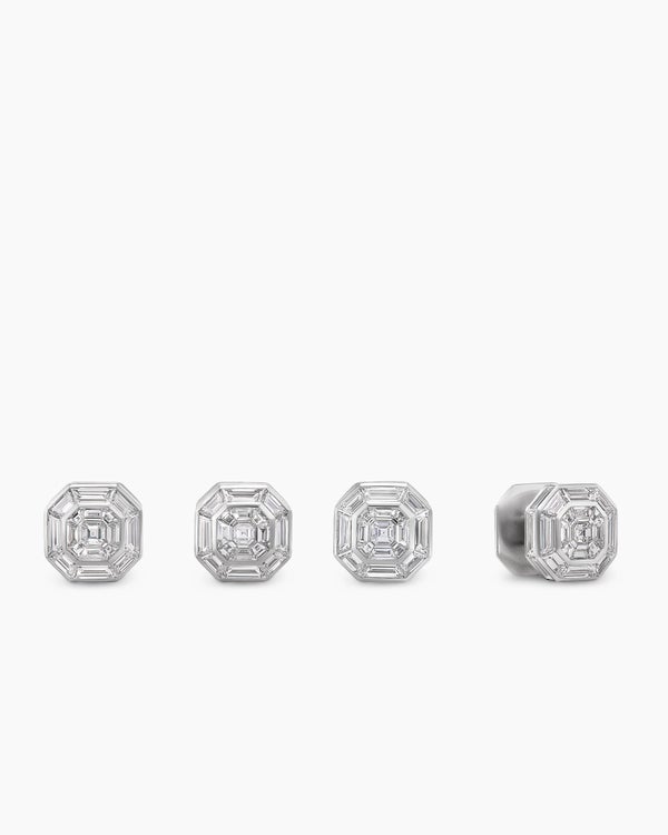Deco Shirt Studs in Platinum with Diamonds