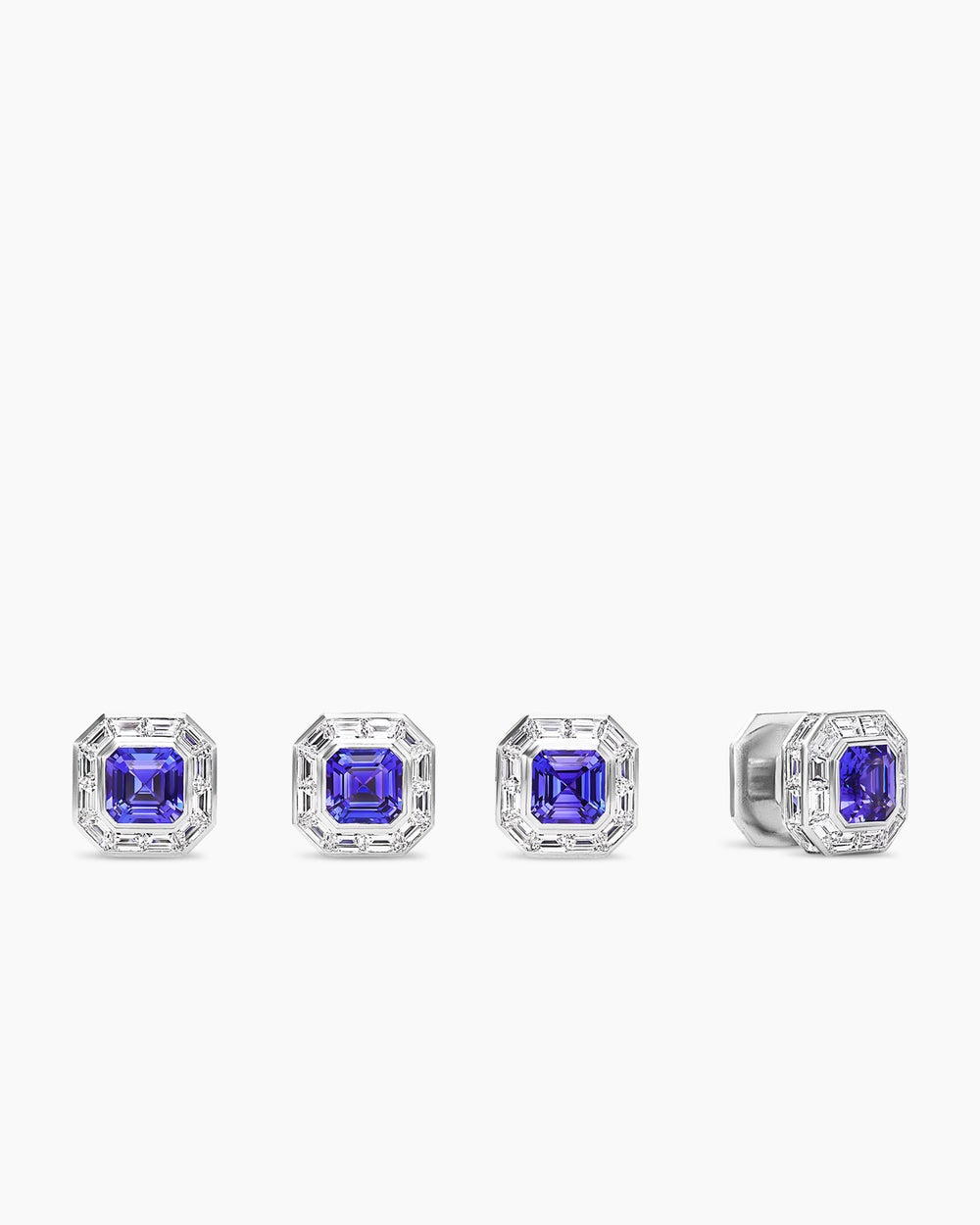 Clous chemise Deco en platine avec tanzanite et diamants homme