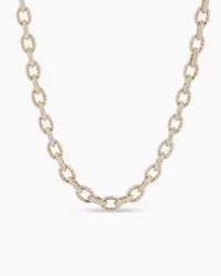 Pavé Infinity Twist Chain Necklace in Yellow Gold with Diamonds