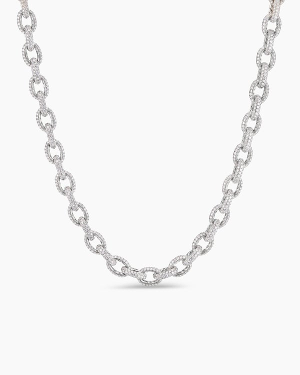 Collier chaîne à maillons Pavé en or blanc