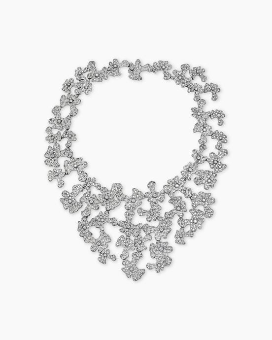 Petals Bib Necklace in White Gold with Rhodium-Plated Black and Diamonds