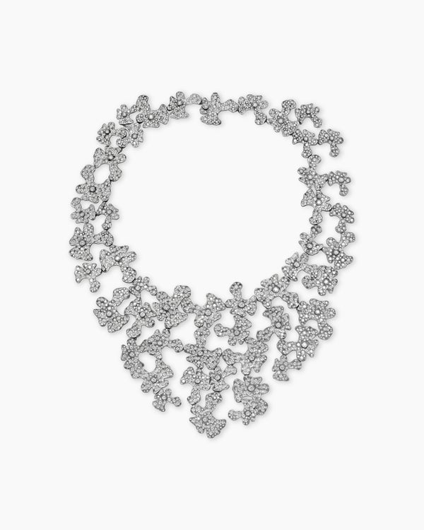 Petals Bib Necklace in White Gold with Rhodiated Black and Diamonds