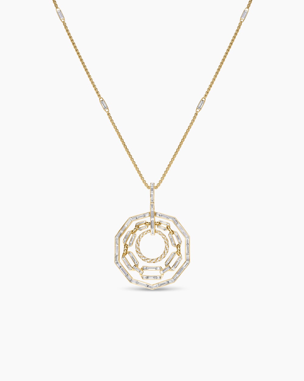 Collier avec pendentif rond Stax en or jaune avec diamants femmes