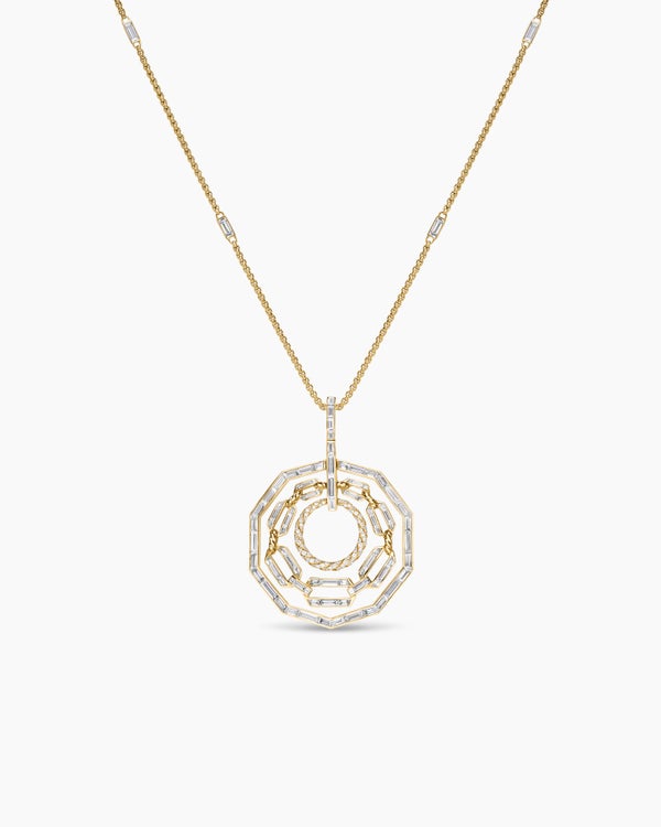 Stax Round Pendant Necklace in Yellow Gold with Diamonds