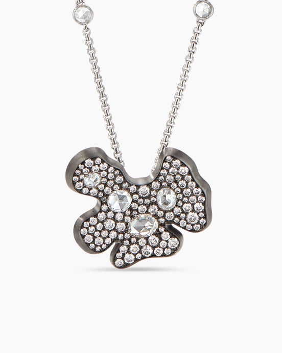 Petals Pendant in White Gold with Rhodiated Black and Diamonds