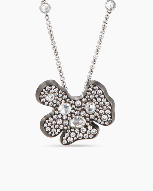 Petals Pendant in White Gold with Rhodiated Black and Diamonds