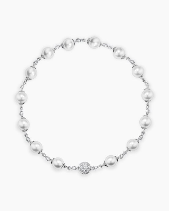 DY Lumina South Sea White Pearl Classic Necklace in White Gold with Diamonds