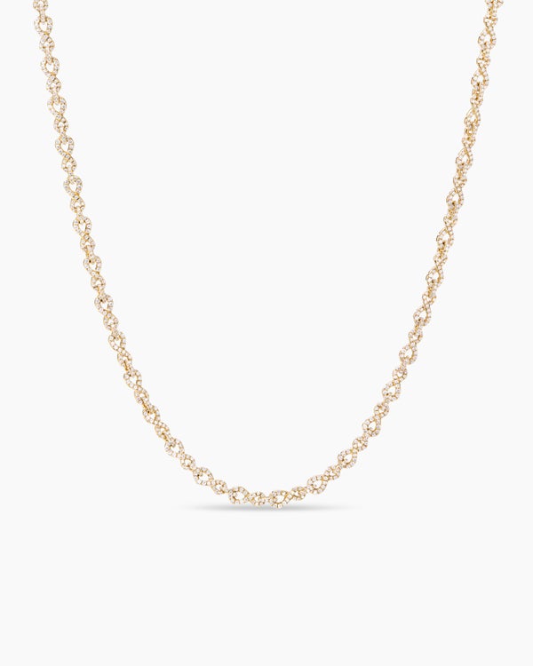 Pavé Infinity Twist Chain Necklace in Yellow Gold with Diamonds