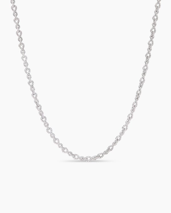 Pavé Infinity Twist Chain Necklace in White Gold with Diamonds