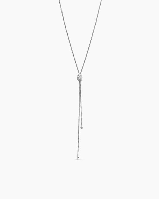 Stax Baguette Slider Chain Necklace in White Gold with Diamonds
