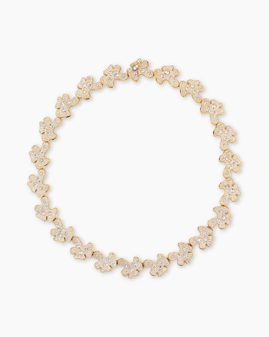 Petals Single Row Necklace in Yellow Gold with Diamonds