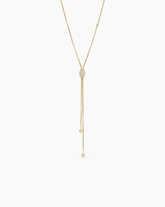 Pavé Chain Cable Slider Chain Necklace in Yellow Gold with Diamonds