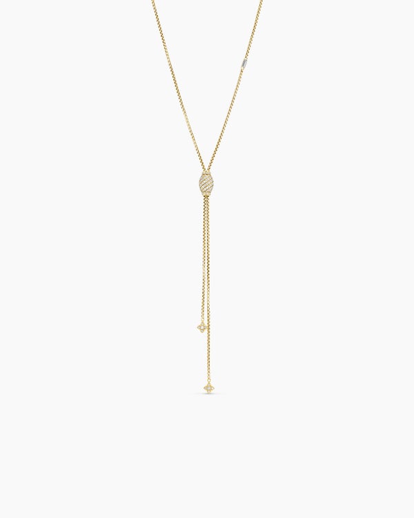 Pavé Chain Cable Slider Chain Necklace in Yellow Gold with Diamonds