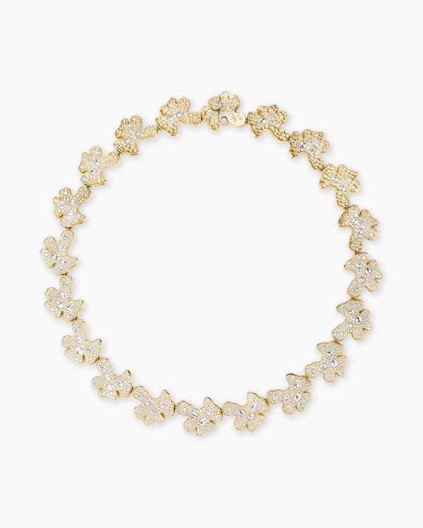 Petals Single Row Necklace in Gold with Diamonds