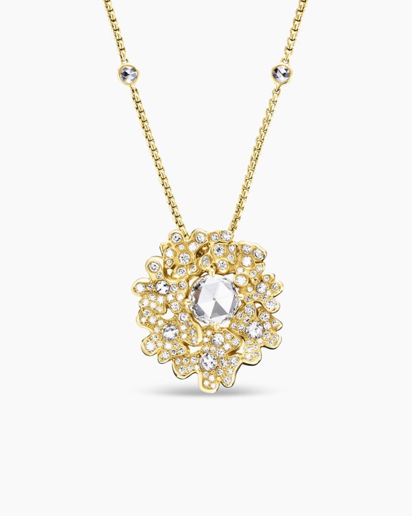 Petals Cluster Pendant Necklace in Yellow Gold with Diamonds