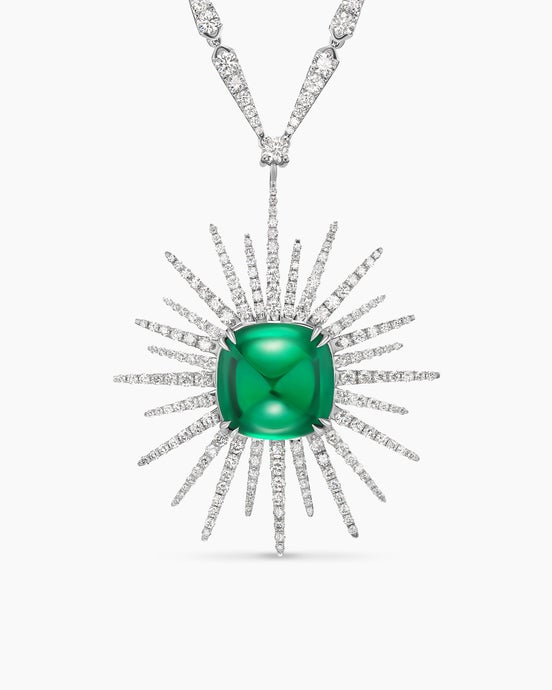 Starburst Star Pendant Necklace in White Gold with Diamonds