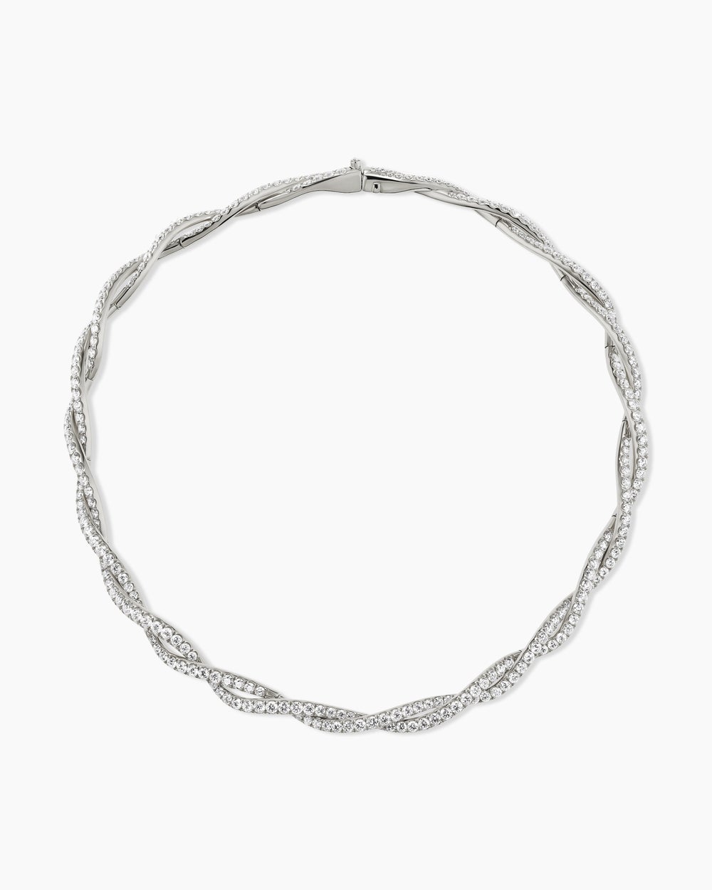 Collier torsadé Floating Diamonds Pavé en or blanc femmes