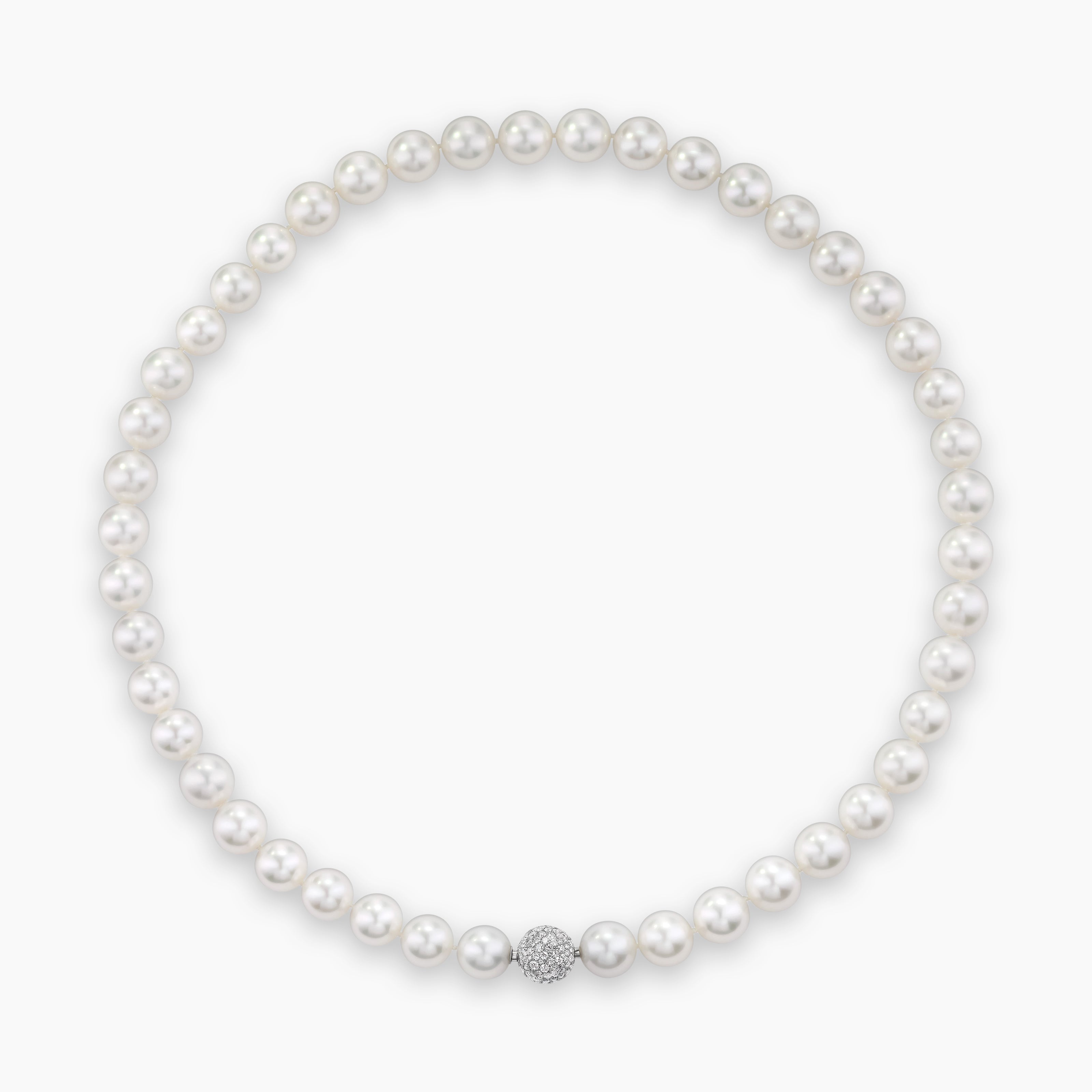 Womens DY Lumina South Sea White Pearl Necklace in Platinum with Diamonds