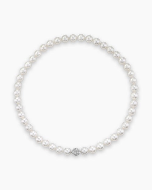 Collier de perles blanches des mers du sud DY Lumina en platine avec diamants femmes