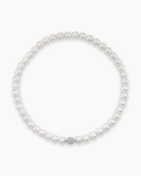 DY Lumina South Sea White Pearl Necklace in Platinum with Diamonds