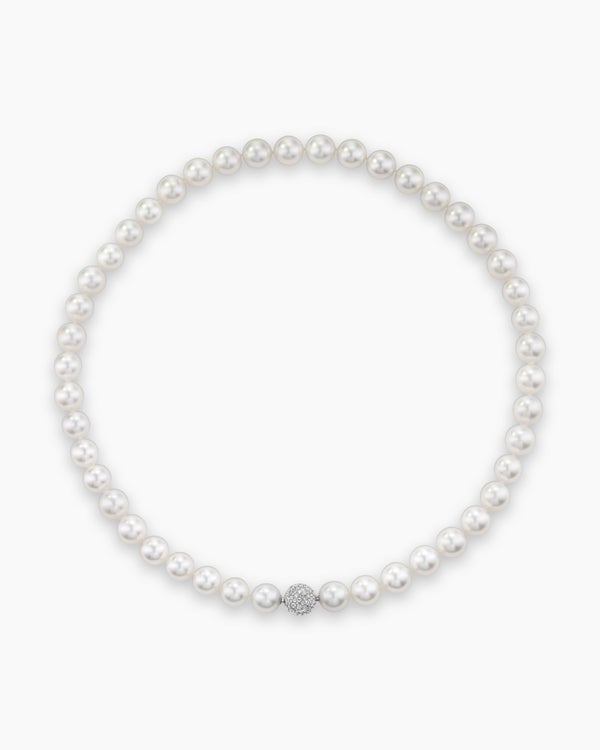 DY Lumina South Sea White Pearl Necklace in Platinum with Diamonds