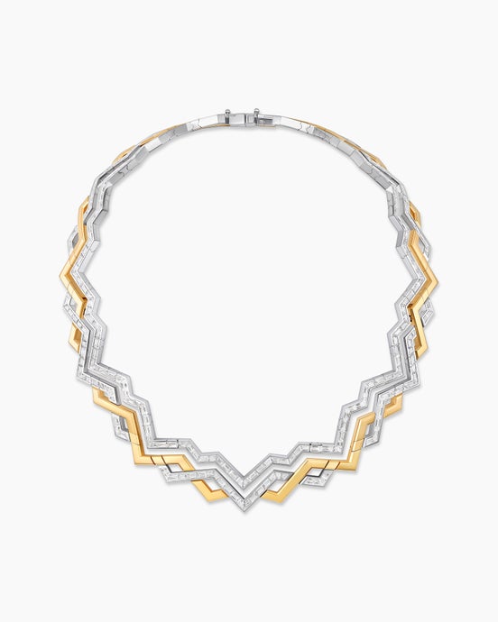 Stax Zig Zag Necklace in Gold with Diamonds